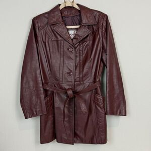 Vintage Classic Directions Women's Mahogany Leather Belted Jacket 70s 10